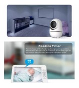 SM70PTZ 7-inch Wireless Digital Baby Monitor Two-Way Talk Camera Home Security Device 2.4GHz Webcam Support Night Vision / Temperature Monitoring - US Plug