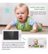 SM70PTZ 7-inch Wireless Digital Baby Monitor Two-Way Talk Camera Home Security Device 2.4GHz Webcam Support Night Vision / Temperature Monitoring - US Plug