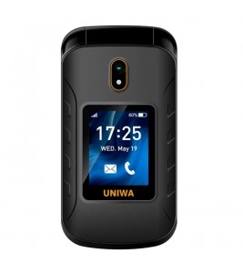 UNIWA V909T Single SIM 2.8/1.77 inch Flip Phone 2250mAh Battery 4G Cellphone with Rear Camera - Black