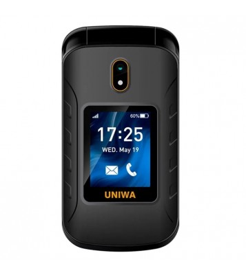 UNIWA V909T Single SIM 2.8/1.77 inch Flip Phone 2250mAh Battery 4G Cellphone with Rear Camera - Black