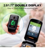 UNIWA V909T Single SIM 2.8/1.77 inch Flip Phone 2250mAh Battery 4G Cellphone with Rear Camera - Black