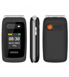 UNIWA V202T 1.77-Inch 4G Ultra Long Standby Dual-SIM Folding Phone - Black / Language Pack 1