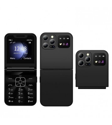 SERVO A50 Pro Dual SIM Flip 2G Bar Phone for Seniors - Black / Language 1