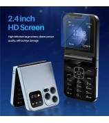 SERVO A50 Pro Dual SIM Flip 2G Bar Phone for Seniors - Black / Language 1