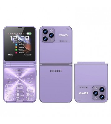 SERVO Flilo7 Quad SIM Flip Foldable 2G Phone for Elderly - Purple