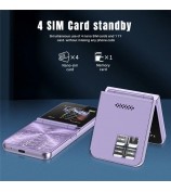 SERVO Flilo7 Quad SIM Flip Foldable 2G Phone for Elderly - Purple