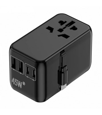 Bulk Buy 669DTW 45W Worldwide Travel Power Adapter 2USB-A+3USB-C Charger Plug Converter