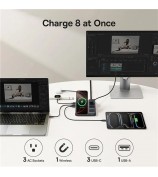 BASEUS Nomos Power Strip Qi2 3 AC + 1 USB + 3 Type-C + Magnetic Wireless Charging Station - US Plug / Black