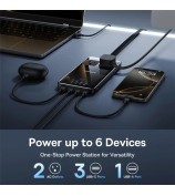 BASEUS Blade Power Strip Ultra Slim Digital Display 2 AC + 1 USB + 3 Type-C Socket with 1.5m Cord, US Plug / Black