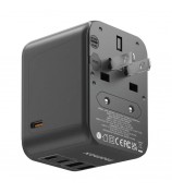 MOMAX 1-World 35W Universal PD Fast Charging Power Adapter Global Travel 5 Ports + AC Socket Converter - Black