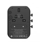 MOMAX 1-World 35W Universal PD Fast Charging Power Adapter Global Travel 5 Ports + AC Socket Converter - Black