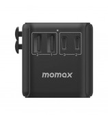 MOMAX 1-World 35W Universal PD Fast Charging Power Adapter Global Travel 5 Ports + AC Socket Converter - Black