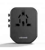 USAMS US-CC179 T59 Dual USB + Type-C PD 20W Fast Charging PC Power Adapter Global Travel Socket Converter