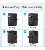 MOMAX 1-World Universal Travel Adapter 20W PD Fast Charging Block AC+1C+2A Worldwide Wall Charger - Black