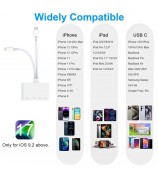 NK-104pro USB-C / 8-pin SD TF Card Reader 4-in-2 Camera Memory Card Reader SD+TF+USB OTG+USB-C Charging Adapter