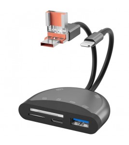 NK1052TL Pro 3-in-1 USB + Type-C + iP to SD / TF Card Reader Data Transfer Adapter for Phones Tablets Computers