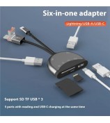 NK1052TL Pro 3-in-1 USB + Type-C + iP to SD / TF Card Reader Data Transfer Adapter for Phones Tablets Computers