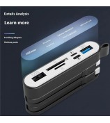 NK1058 3-in-1 USB 3.0 + USB-C + iP to SD / TF Card Reader USB Splitter Adapter for Mouse Keyboard