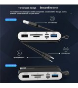 NK1058 3-in-1 USB 3.0 + USB-C + iP to SD / TF Card Reader USB Splitter Adapter for Mouse Keyboard