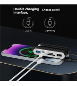 NK1058 3-in-1 USB 3.0 + USB-C + iP to SD / TF Card Reader USB Splitter Adapter for Mouse Keyboard