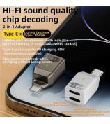 For iPhone 16 / 15 Type-C to iP + Type-C PD 45W Fast Charging HiFi Sound Headphone Adapter - Tarnish