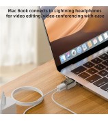For iPhone 16 / 15 Type-C to iP + Type-C PD 45W Fast Charging HiFi Sound Headphone Adapter - Tarnish