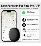 F08 Smart GPS Tracker Anti-Lost Round Mini Global Locator Works with Apple Find My - Black