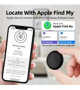 F08 Smart GPS Tracker Anti-Lost Round Mini Global Locator Works with Apple Find My - Black