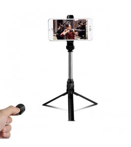 XT10 Selfie Stick Tripod Extendable Bluetooth Selfie Stick with Remote Control - Black