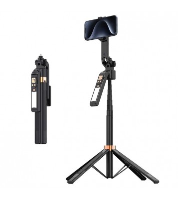 CL10 1.8m Gesture Tracking Tripod 3-Color Fill Light Selfie Stick with Remote Control - Black