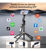 CL10 1.8m Gesture Tracking Tripod 3-Color Fill Light Selfie Stick with Remote Control - Black