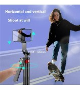 P185TK+F1 Extendable Four-Leg Floor Stand Phone Holder Bluetooth Selfie Stick with 1 Square Fill Light