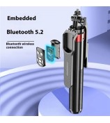 P185TK+F1 Extendable Four-Leg Floor Stand Phone Holder Bluetooth Selfie Stick with 1 Square Fill Light