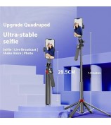 P185TK+F1 Extendable Four-Leg Floor Stand Phone Holder Bluetooth Selfie Stick with 1 Square Fill Light