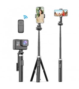 X60 1.8m Extendable Cell Phone Tripod Selfie Stick with Bluetooth Remote Control for iPhone / Samsung / Huawei