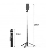 X60 1.8m Extendable Cell Phone Tripod Selfie Stick with Bluetooth Remote Control for iPhone / Samsung / Huawei