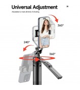 C19 1810mm 8-section Extendable Panoramic 4-Leg Tripod Stand Folding Selfie Stick for Streaming and Vlogging