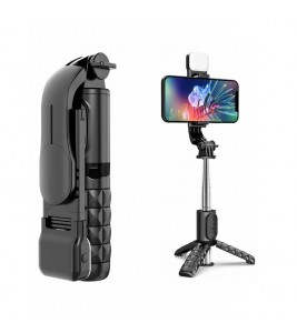 Q11s Portable Extendable Stainless Steel Pole Bluetooth Remote Control Phone Selfie Stick Holder Tripod with Fill Light