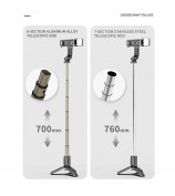 Q11s Portable Extendable Stainless Steel Pole Bluetooth Remote Control Phone Selfie Stick Holder Tripod with Fill Light