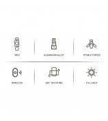Q11s Portable Extendable Stainless Steel Pole Bluetooth Remote Control Phone Selfie Stick Holder Tripod with Fill Light