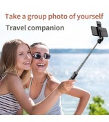 S03-S For Live Broadcast Bluetooth Selfie Stick Telescopic Handheld Monopod + Hidden Tripod with Fill Light