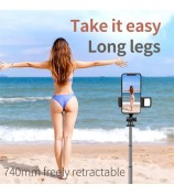 S03-S For Live Broadcast Bluetooth Selfie Stick Telescopic Handheld Monopod + Hidden Tripod with Fill Light