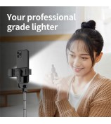 S03-S For Live Broadcast Bluetooth Selfie Stick Telescopic Handheld Monopod + Hidden Tripod with Fill Light