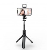S03-S For Live Broadcast Bluetooth Selfie Stick Telescopic Handheld Monopod + Hidden Tripod with Fill Light