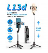 L13d 1160mm Dual Fill Lights Version - Dimmable Wireless Multi-Functional Extendable Selfie Stick Selfie Tripod Stand