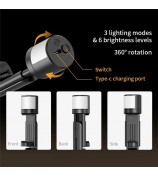 Q12S Extendable Selfie Stick Aluminum Alloy Tripod Stand with Fill Light and Wireless Bluetooth Remote Control Tripod Stand - Black