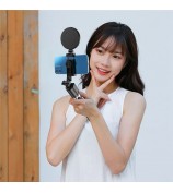 R17DS 1.75m Portable Bluetooth Selfie Stick Retractable Tripod Phone Stand with Dual Fill Lights 360-Degree Rotating Photography Live Streaming Devices - Black