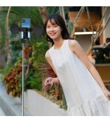 R17DS 1.75m Portable Bluetooth Selfie Stick Retractable Tripod Phone Stand with Dual Fill Lights 360-Degree Rotating Photography Live Streaming Devices - Black