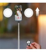 R17DS 1.75m Portable Bluetooth Selfie Stick Retractable Tripod Phone Stand with Dual Fill Lights 360-Degree Rotating Photography Live Streaming Devices - Black