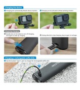 TELESIN TE-CSS-001 10000mAh Power Bank Selfie Stick Charging Handle Grip for GoPro / Sports Camera / Smart Phone
